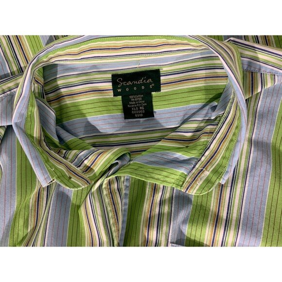 Scandia Woods Mens Green Lightweight Striped Short Sleeve Button Up Shirt XL - Picture 5 of 10